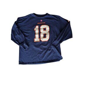 NFL Team Apparel Denver Broncos Peyton Manning #18 Long Sleeve Shirt 2XL Navy Bl